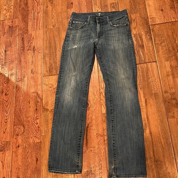 7 For All Mankind- Distressed Austyn Straight Relaxed Jean-Size 30 - Picture 2 of 6